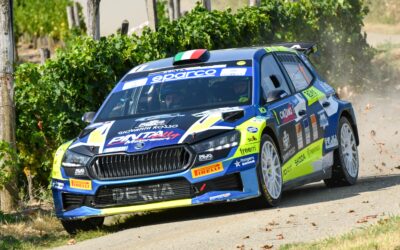 Roberto Daprà sul terzo gradino del podio al Rally Regione Piemonte